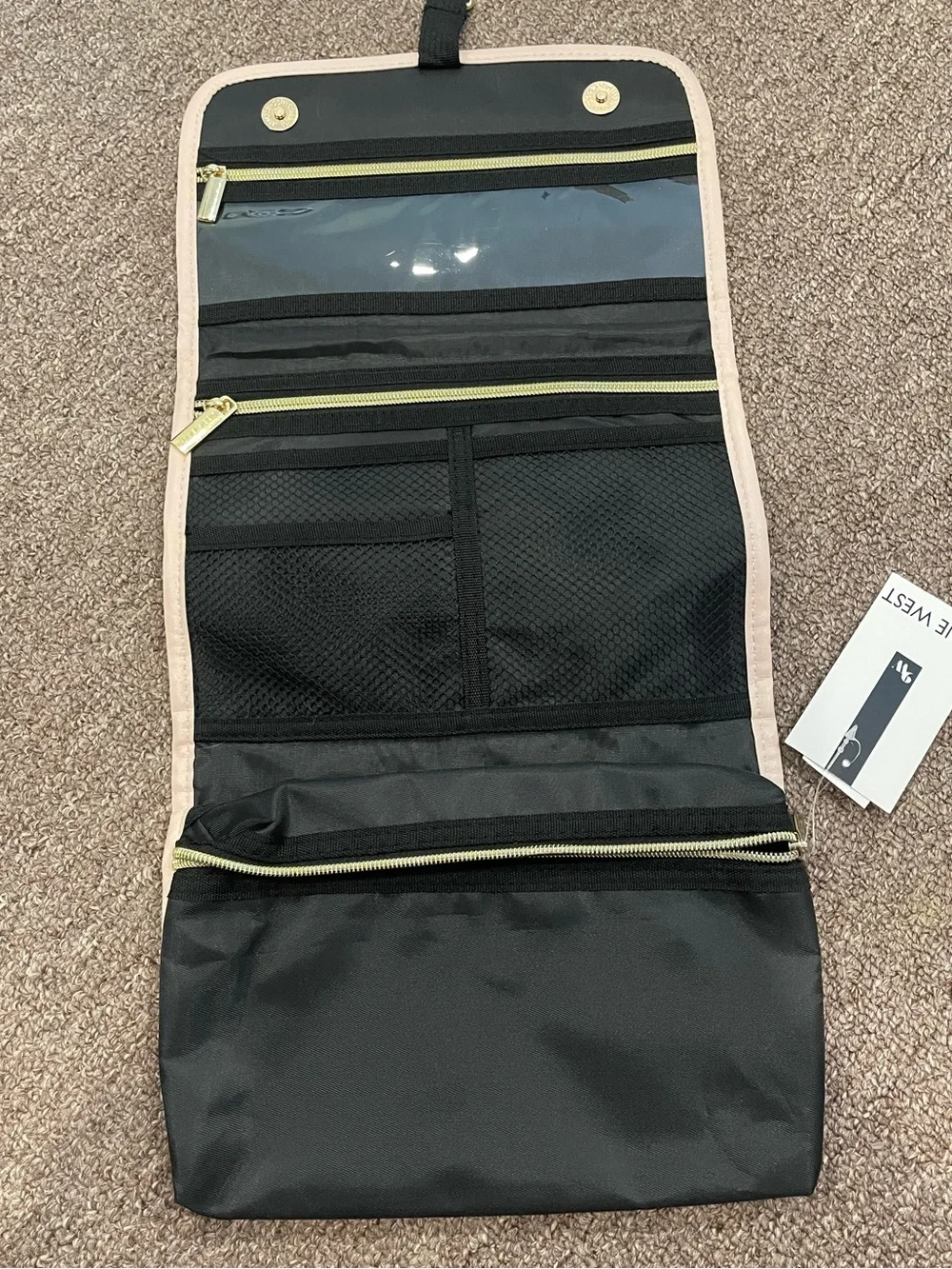 Nine West Black Hanging Organizer with Gold Zipper